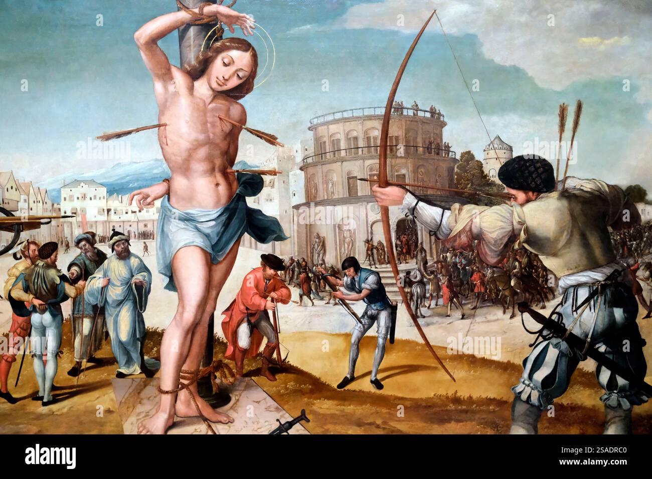 Museo nazionale di arte antica Martirio di San Sebastiano. Gregorio Lopes. xvi secolo. Olio sul pannello di quercia. Foto Stock