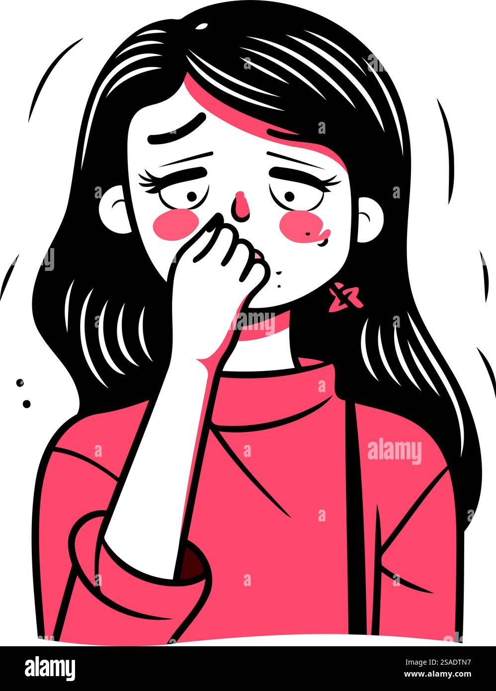 Illustrazione di una ragazza malata. starnuto. Illustrazione Vettoriale