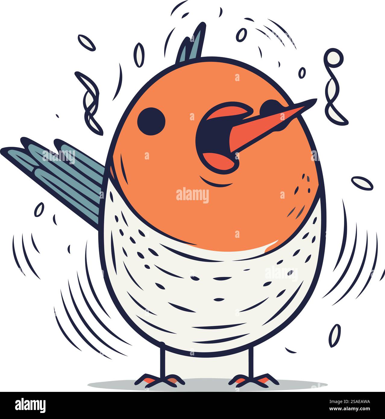 Divertente uccello dei cartoni animati. Illustrazione vettoriale. Simpatico personaggio dei cartoni animati. Illustrazione Vettoriale