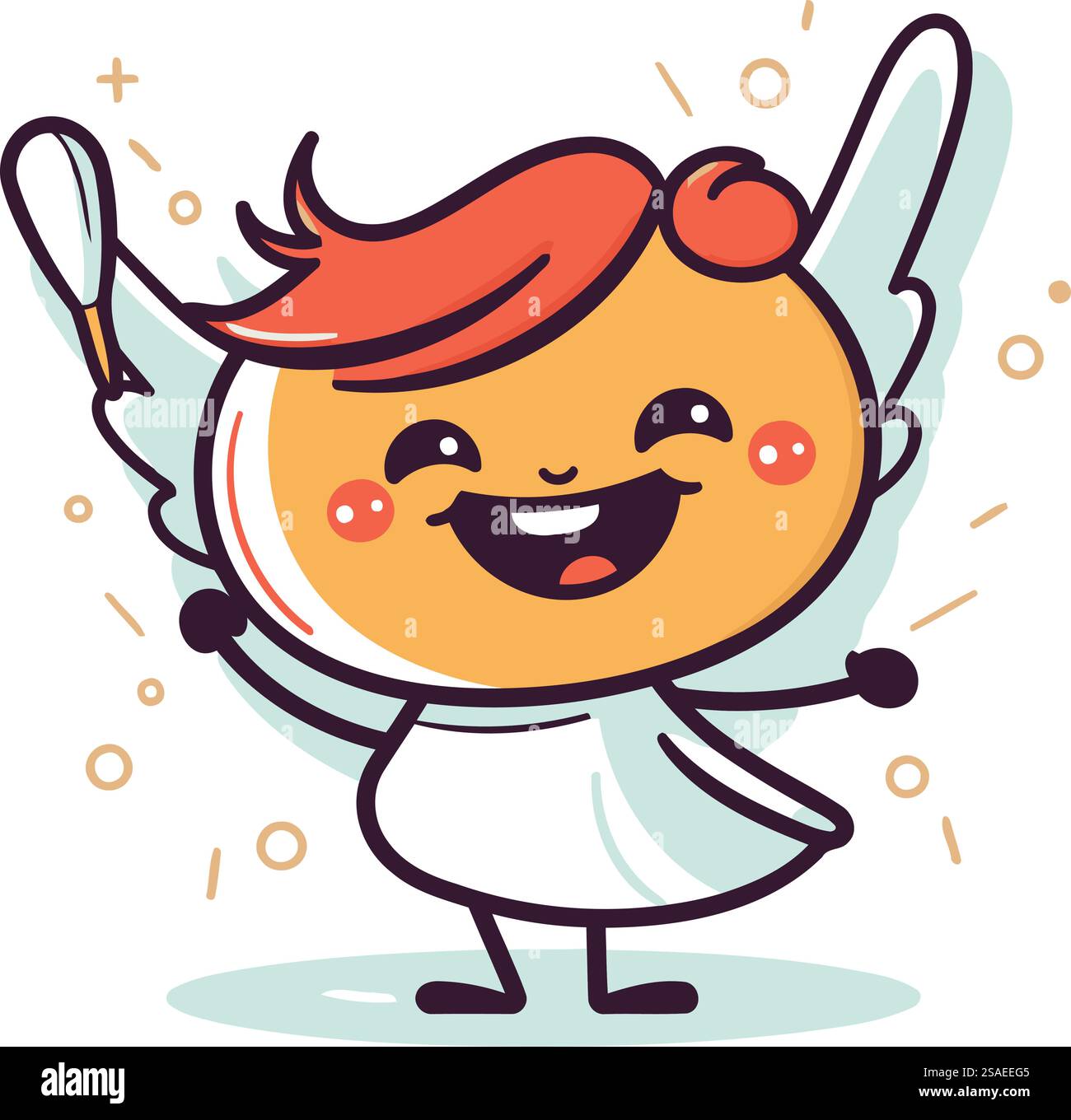 Angelo carino con le ali. Illustrazione vettoriale. Simpatico personaggio dei cartoni animati. Illustrazione Vettoriale