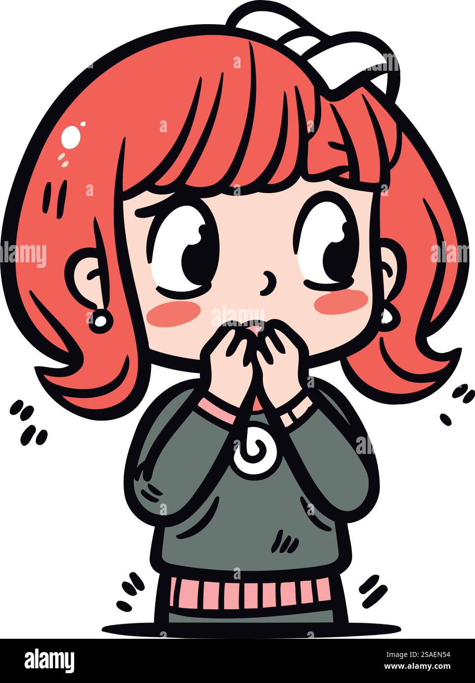 Illustrazione di una ragazza carina che piange e tiene le mani Illustrazione Vettoriale
