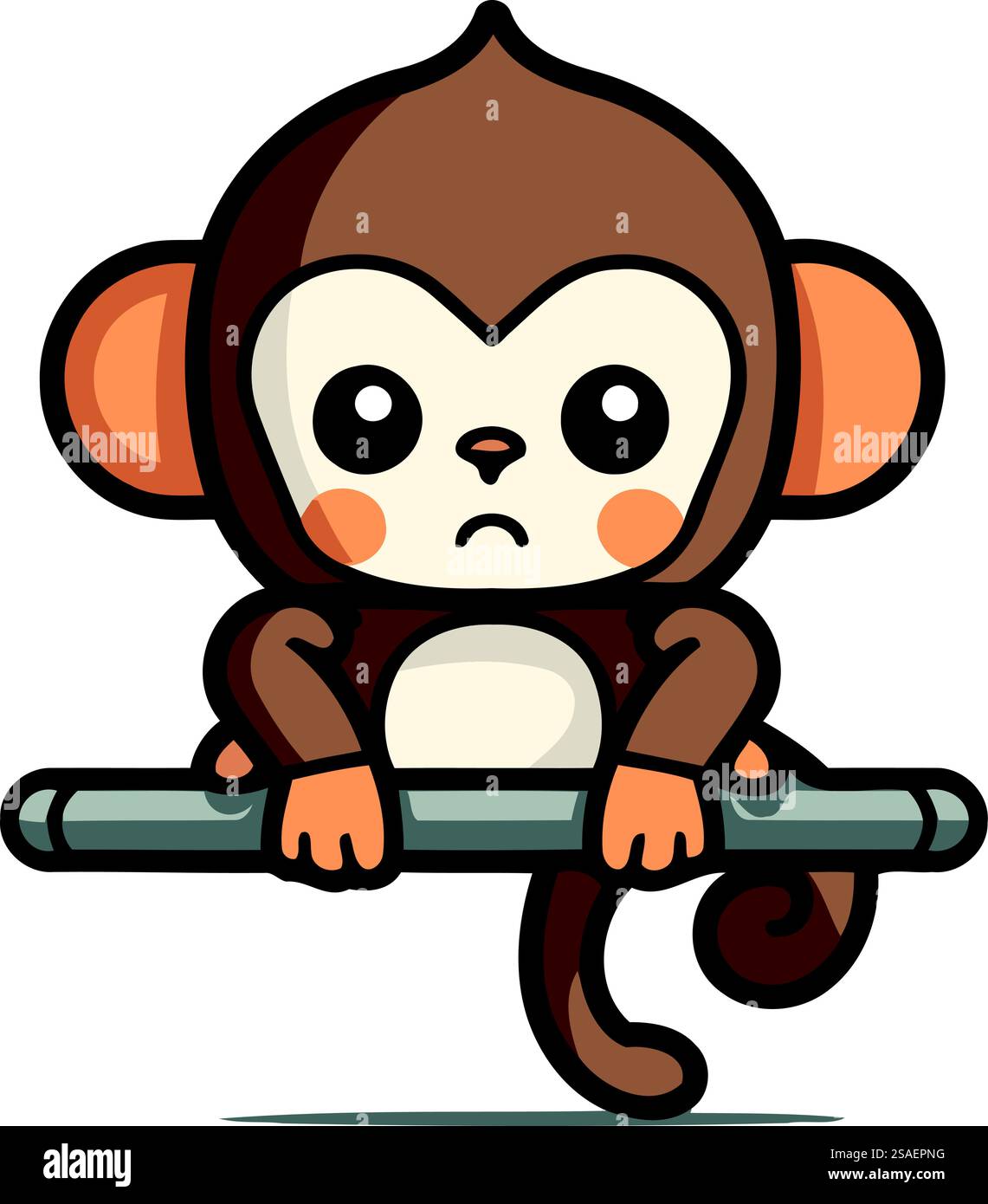 Scimmia carina seduta su un personaggio dei cartoni animati da bar. Illustrazione vettoriale. Illustrazione Vettoriale