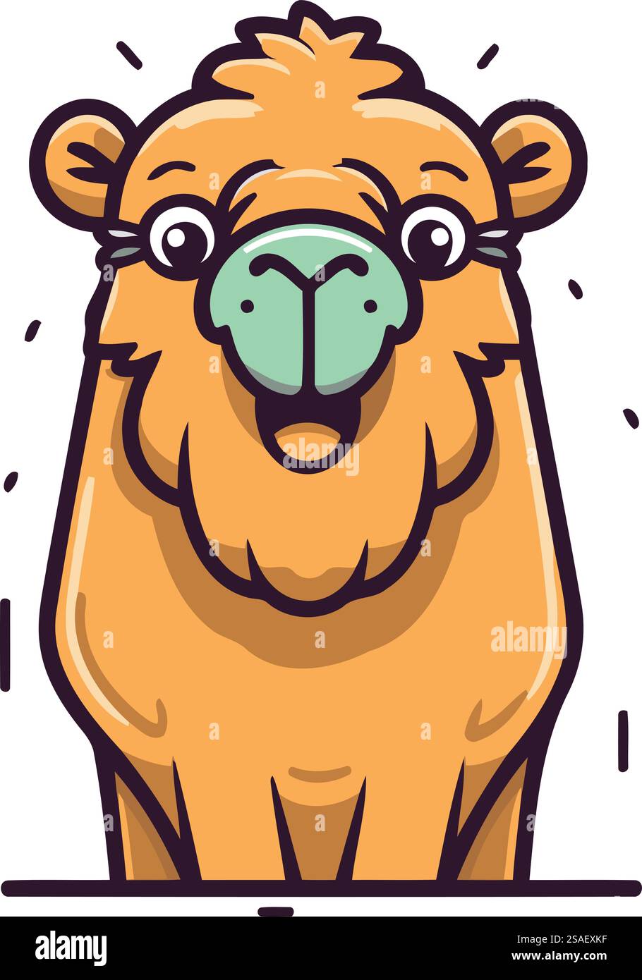 Faccia a cammello. Illustrazione vettoriale in stile cartone animato. Isolato su sfondo bianco. Illustrazione Vettoriale