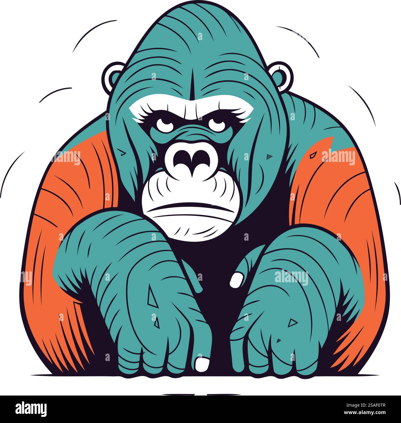 Gorilla. Illustrazione vettoriale su sfondo bianco. Isolato. Illustrazione Vettoriale