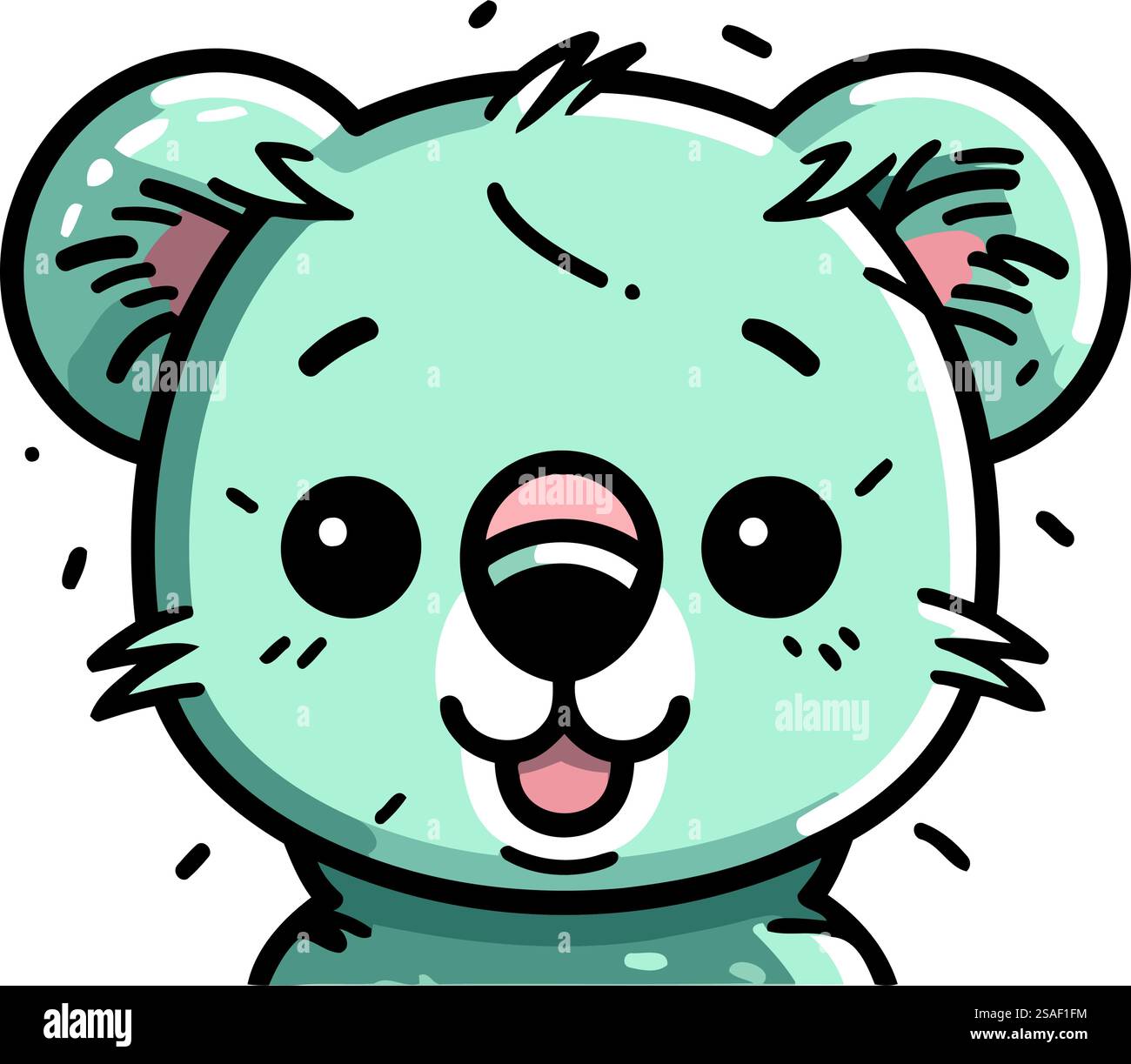 Carino volto koala da cartoni animati. Illustrazione vettoriale isolata su sfondo bianco. Illustrazione Vettoriale