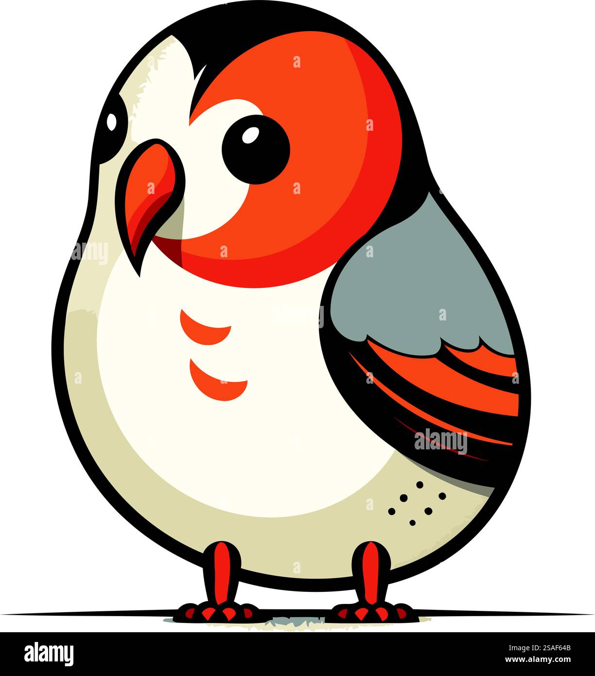 Bullfinch. Illustrazione vettoriale dei cartoni animati. Isolato su sfondo bianco. Illustrazione Vettoriale