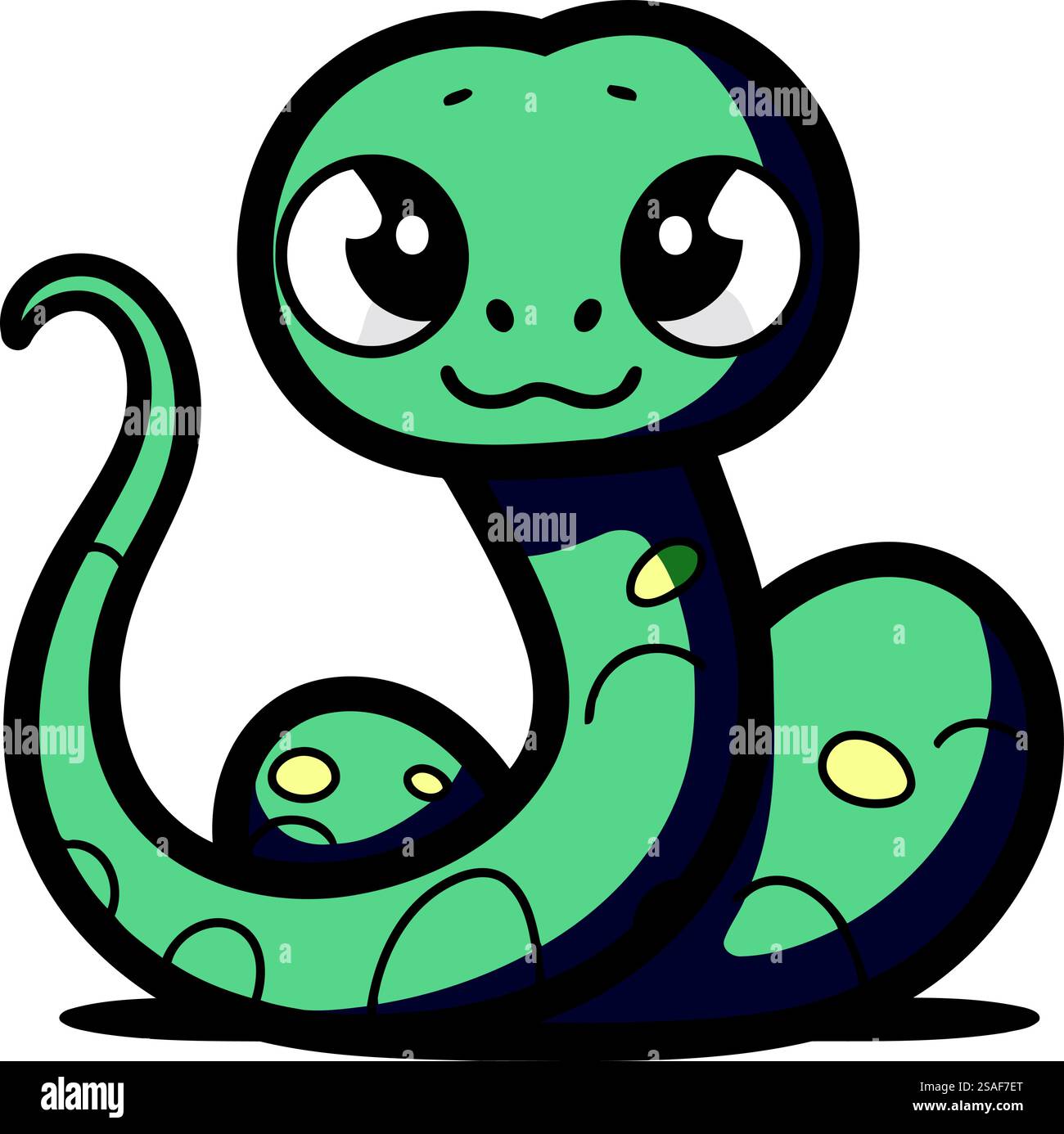 Carino serpente dei cartoni animati. Illustrazione vettoriale isolata su sfondo bianco. Illustrazione Vettoriale