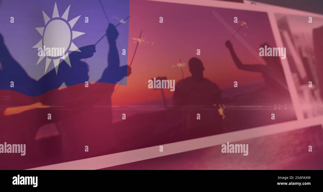 Immagine della bandiera di taiwan su immagini diverse Foto Stock