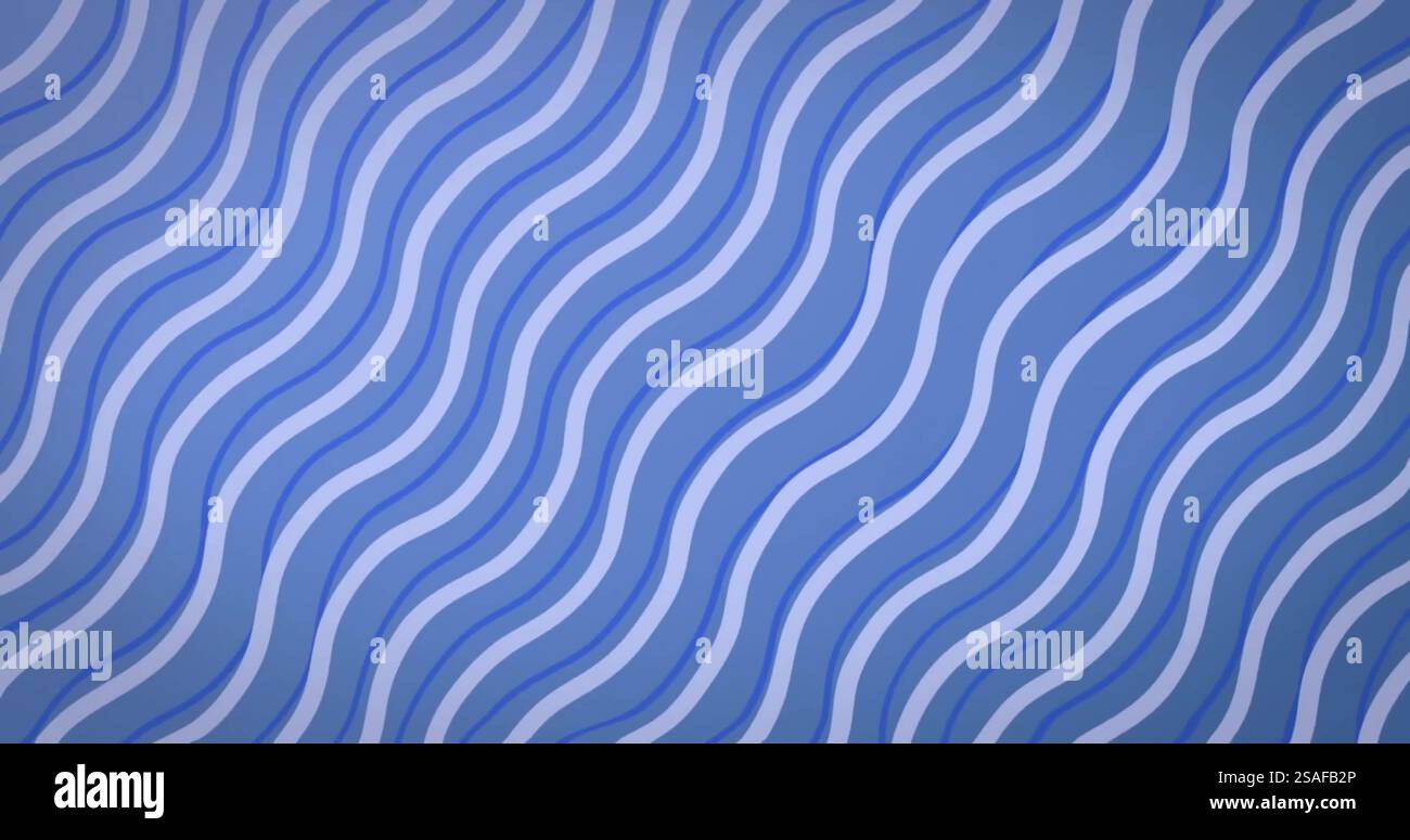 Linee blu e bianche ondulate che creano un pattern di immagine fluido Foto Stock