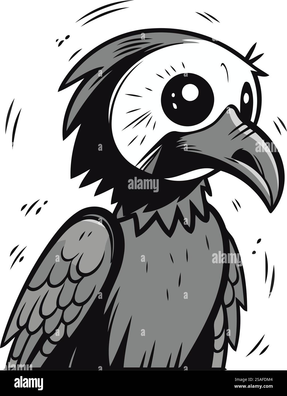 Immagine vettoriale di un avvoltoio. Illustrazione in bianco e nero di un avvoltoio. Illustrazione Vettoriale