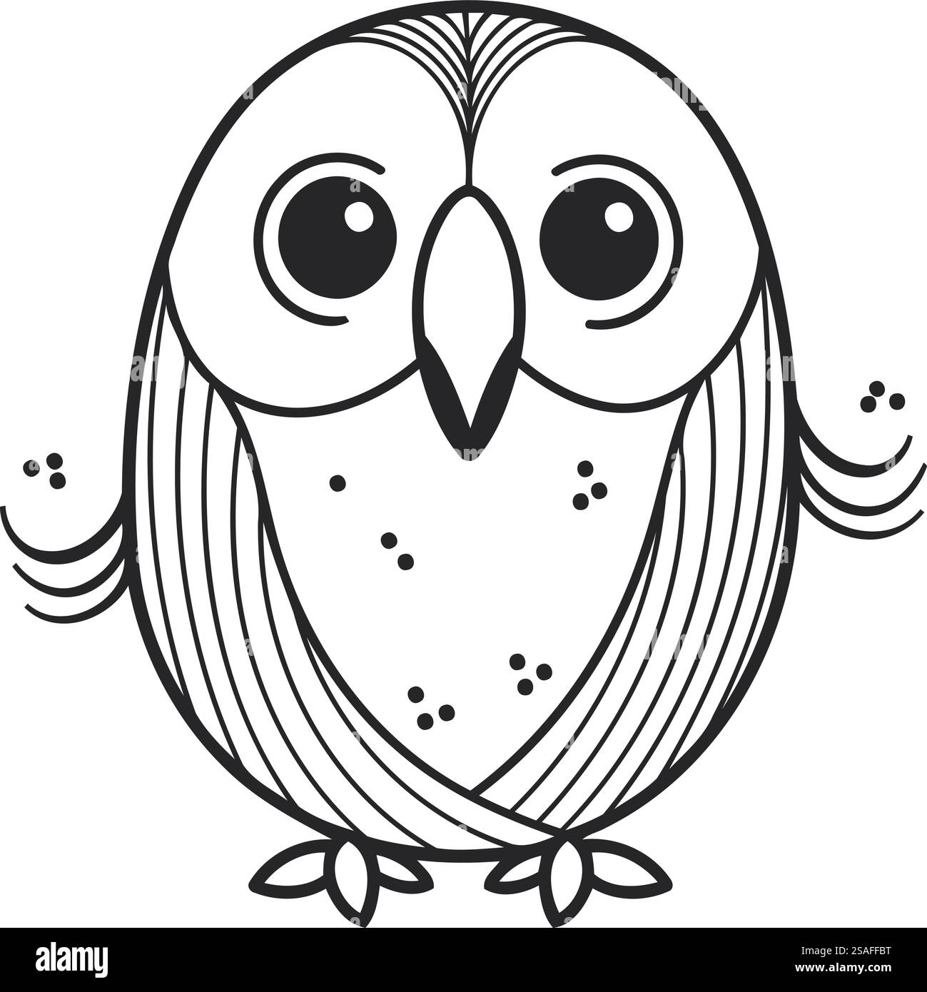 Gufo. Libro da colorare per bambini. Illustrazione vettoriale in bianco e nero. Illustrazione Vettoriale