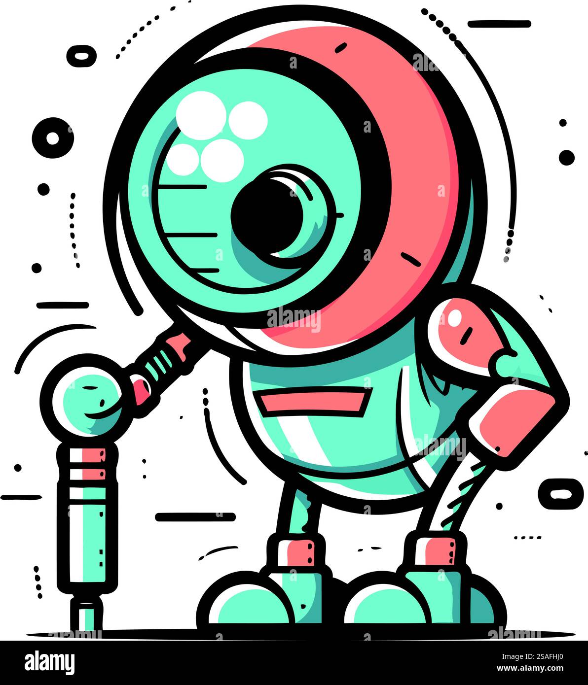 Icona robot. Intelligenza artificiale. Illustrazione vettoriale in stile linea. Illustrazione Vettoriale