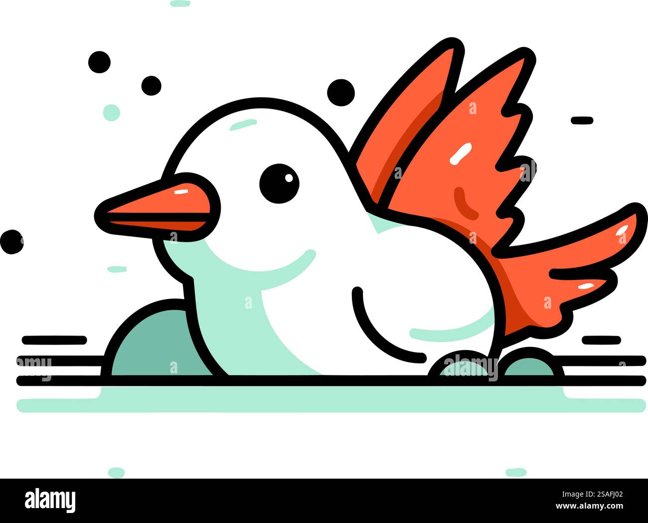 Illustrazione vettoriale del simpatico pupazzo di neve dei cartoni animati. Design artistico a linea piatta. Illustrazione Vettoriale