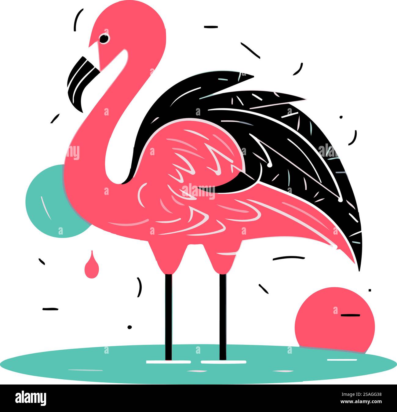Flamingo. Illustrazione vettoriale in stile piatto su sfondo bianco. Illustrazione Vettoriale
