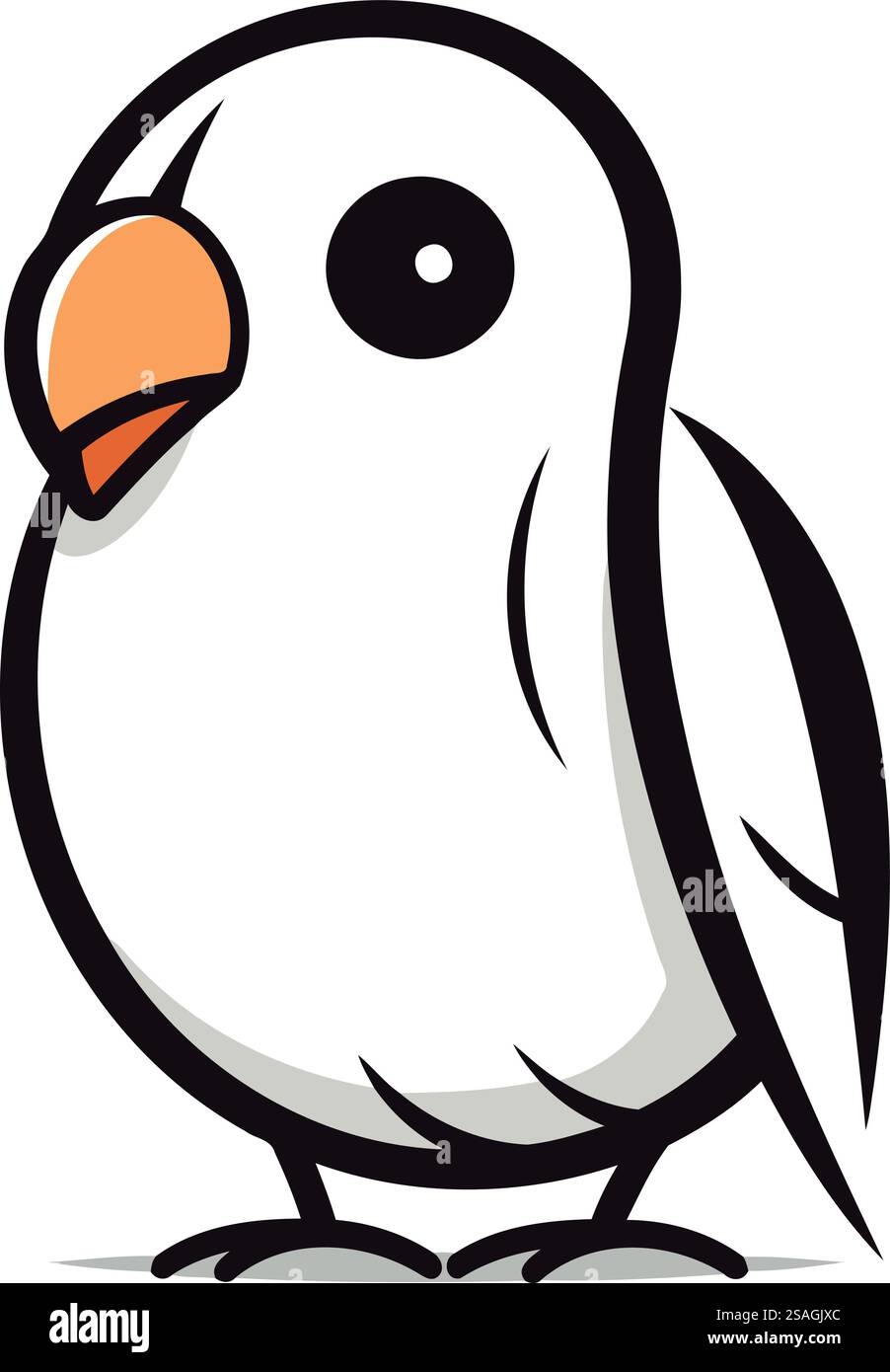 Simpatico pappagallo dei cartoni animati isolato su sfondo bianco. Illustrazione vettoriale. Illustrazione Vettoriale