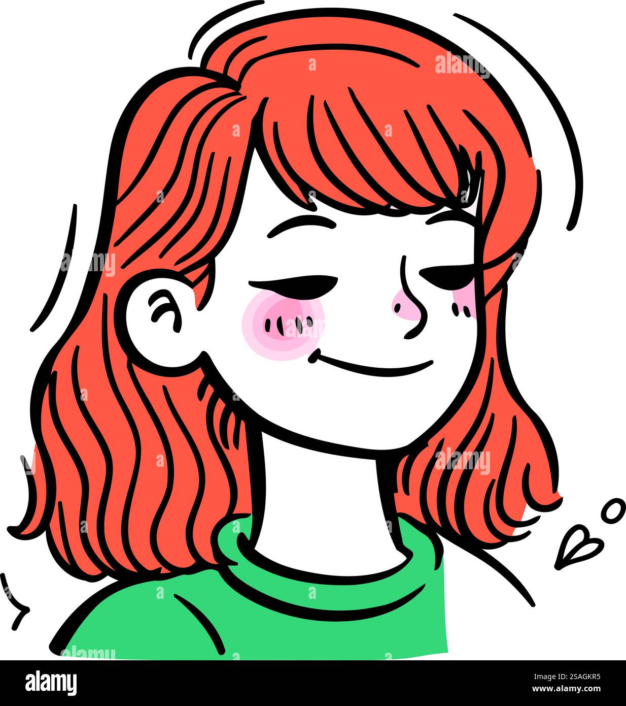 Immagine di una ragazza rossa con lentiggini sul viso Illustrazione Vettoriale