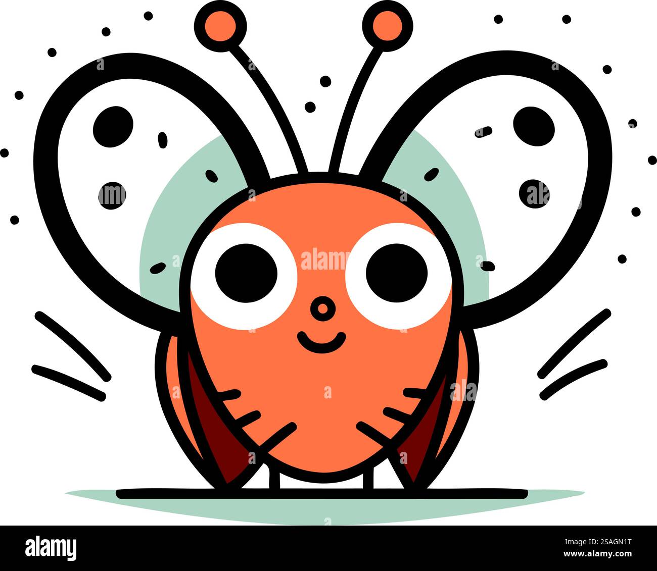 Carina farfalla dei cartoni animati. Illustrazione vettoriale in stile piatto. Isolato su sfondo bianco. Illustrazione Vettoriale