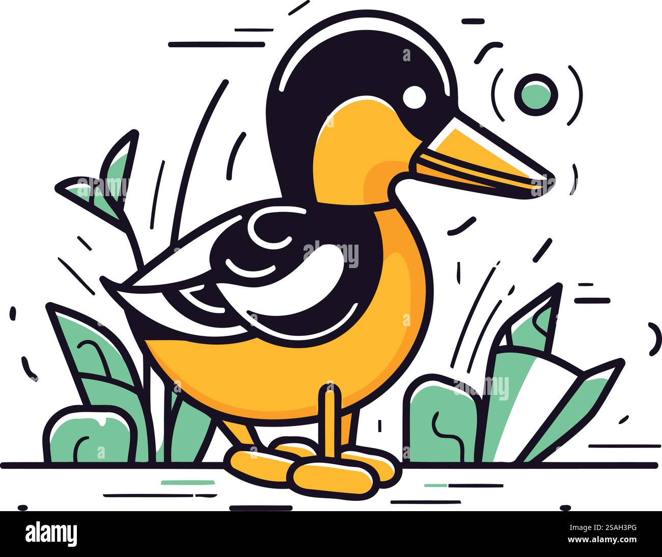 Illustrazione del vettore anatroccolo. Carino anatra cartoni animati in stile piatto. Illustrazione Vettoriale