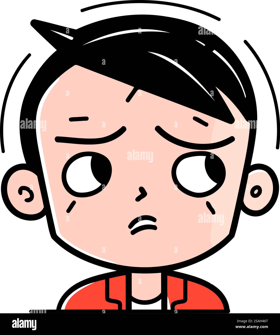 Illustrazione di un uomo con una triste espressione in faccia. Illustrazione Vettoriale