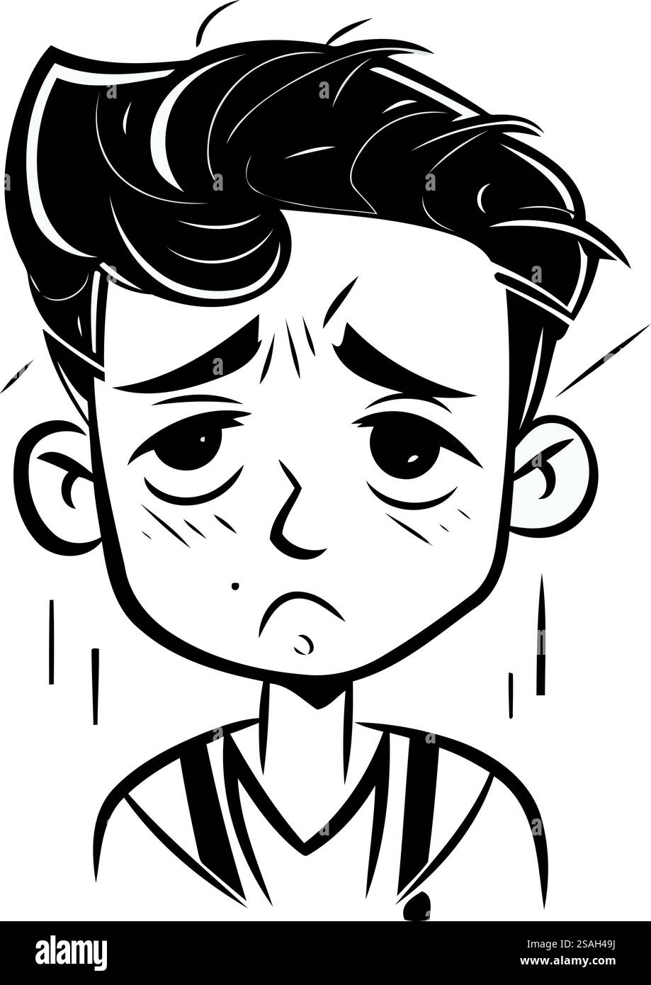 Illustrazione vettoriale di un uomo con un volto triste su sfondo bianco Illustrazione Vettoriale