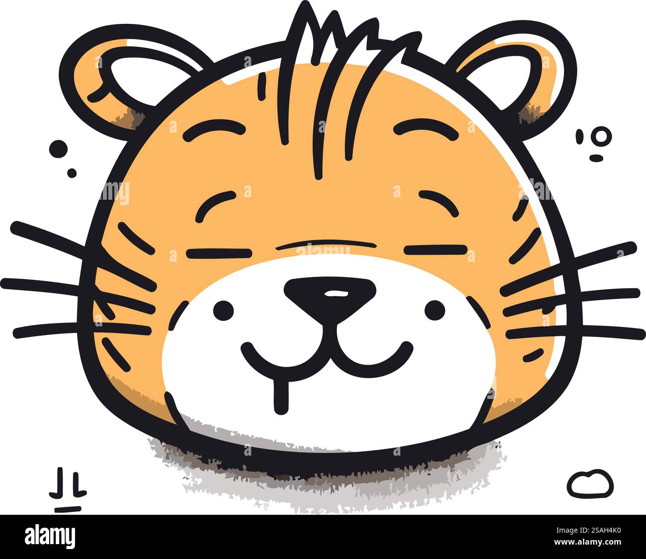 Graziosa icona della faccia tigre. Illustrazione vettoriale isolata su sfondo bianco. Illustrazione Vettoriale