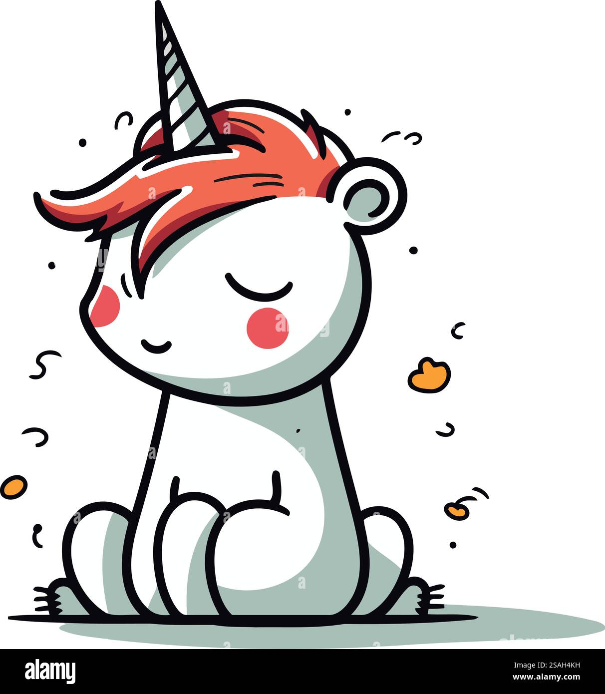 Illustrazione vettoriale unicorno. Carino unicorno cartoni animati con corno. Illustrazione Vettoriale