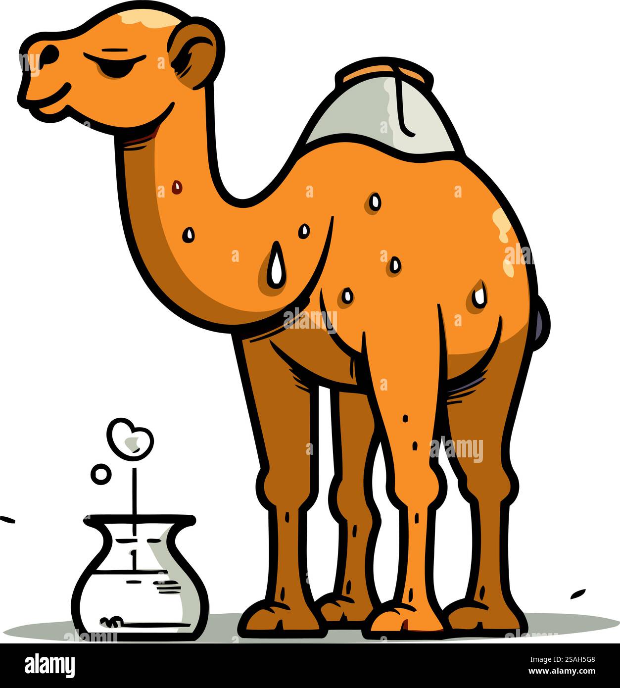 Cammello e provetta. Illustrazione vettoriale di un cammello e di una provetta di prova. Illustrazione Vettoriale