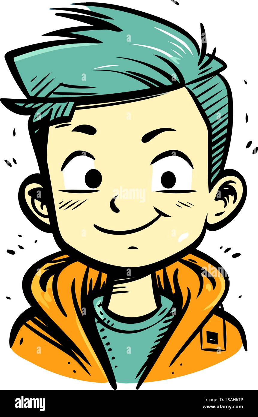 Illustrazione vettoriale di un ragazzo con un'espressione sorpresa sul suo volto. Illustrazione Vettoriale