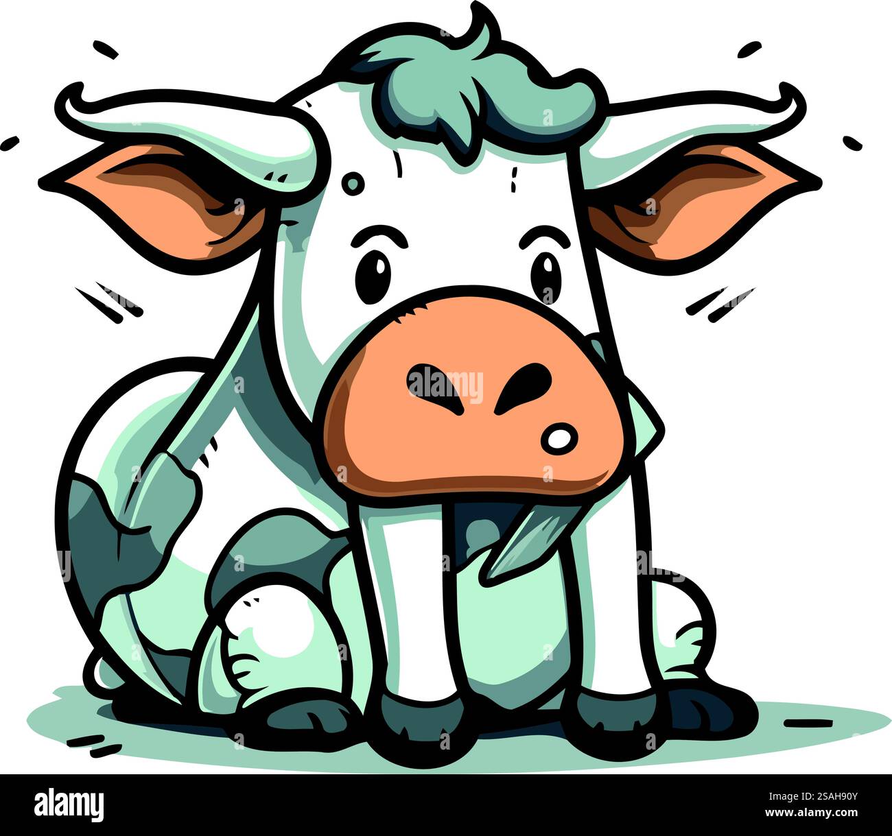 Immagine di una carina mucca da cartone animato. Illustrazione vettoriale. Illustrazione Vettoriale