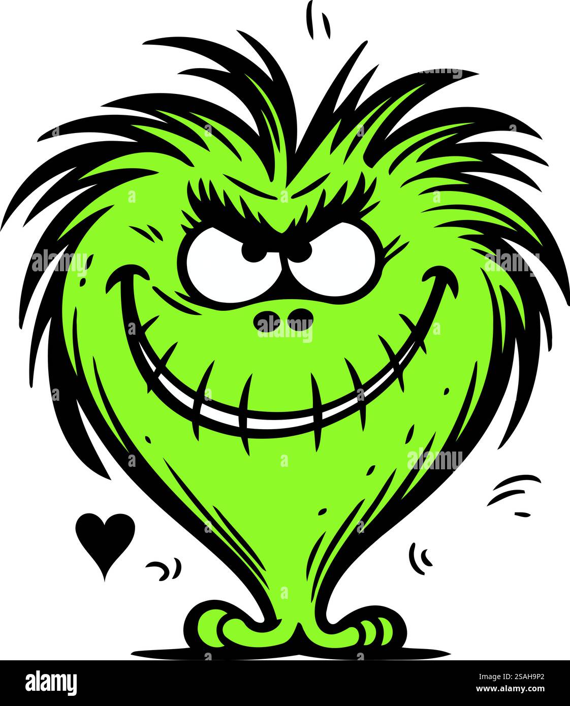 Divertente mostro verde. Illustrazione vettoriale. Isolato su sfondo bianco. Illustrazione Vettoriale