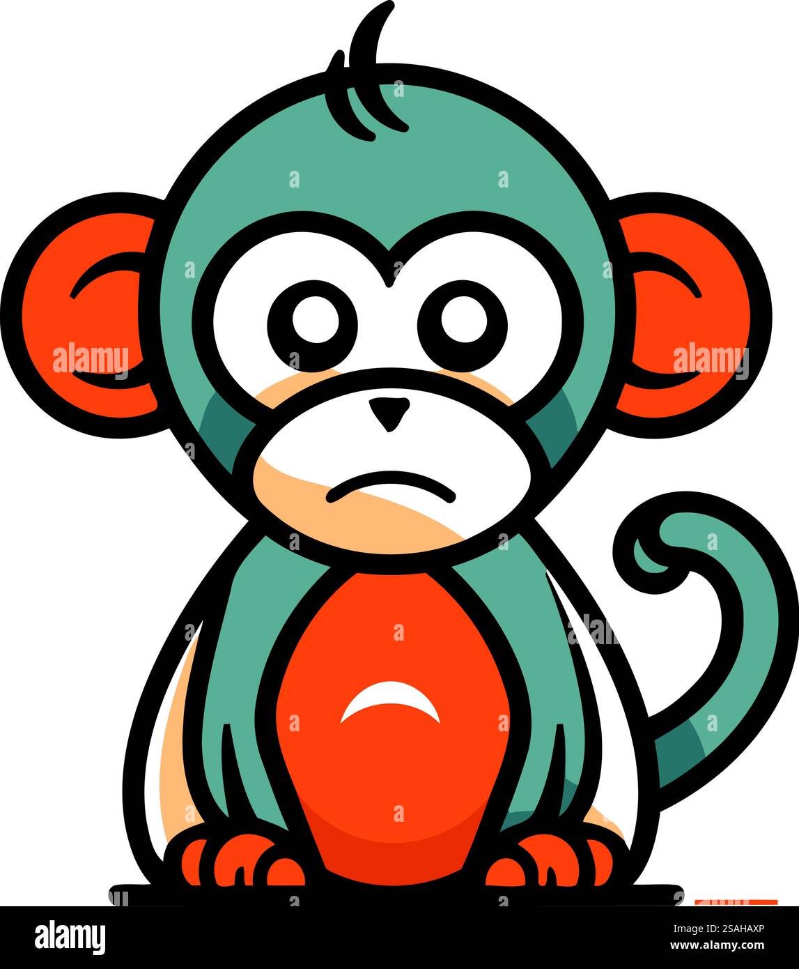 Illustrazione vettoriale della scimmia. Design dei personaggi dei cartoni animati. Simpatico animale divertente. Illustrazione Vettoriale