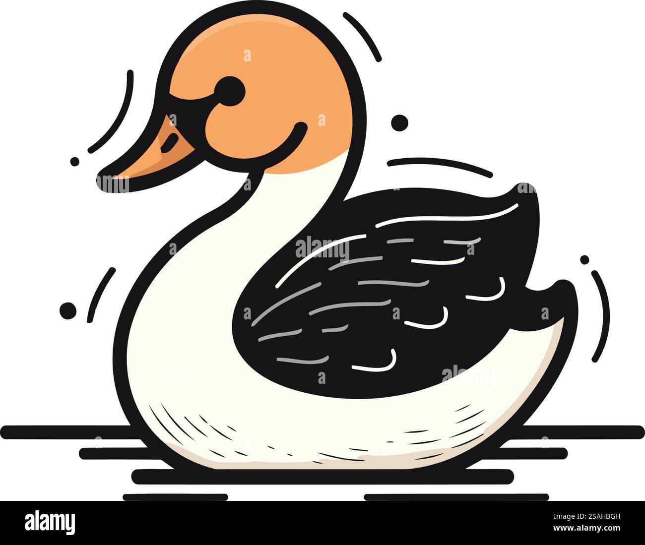 Immagine vettoriale di un cigno su sfondo bianco. Illustrazione vettoriale. Illustrazione Vettoriale