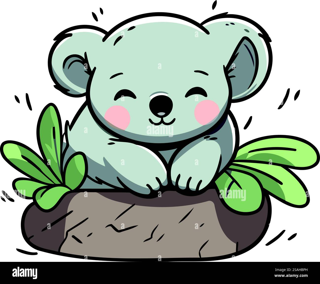 Un bel koala seduto su una roccia. Illustrazione vettoriale di un simpatico koala. Illustrazione Vettoriale
