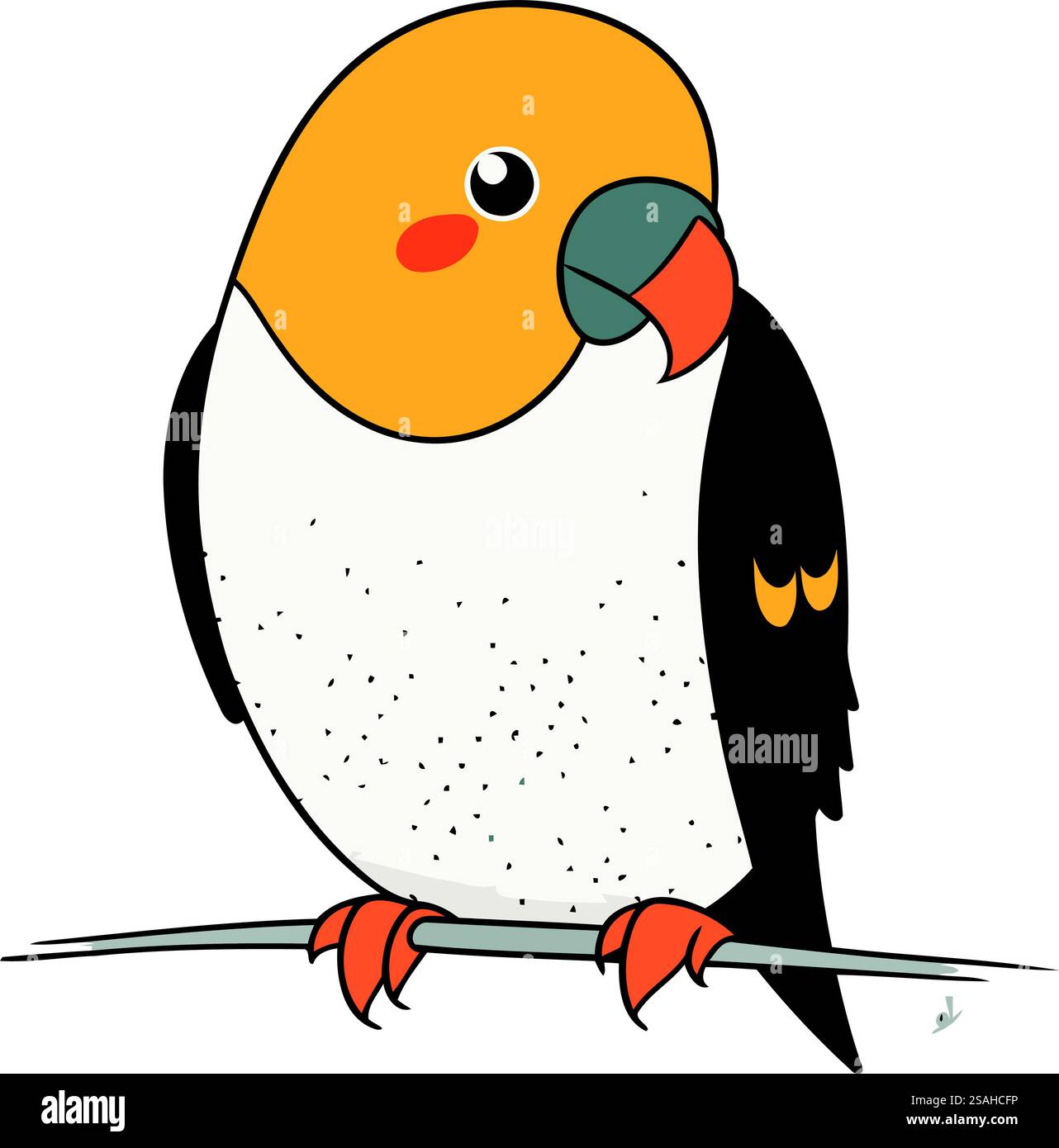 Carino pappagallo isolato su sfondo bianco. Illustrazione vettoriale. Illustrazione Vettoriale