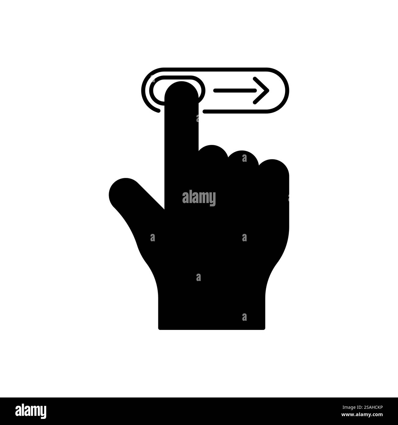 icona di sblocco digitale o dispositivo di scorrimento con punta nera del dito. design semplice e piatto del logotipo di diapositiva elemento grafico del web isolato su sfondo bianco. con Illustrazione Vettoriale