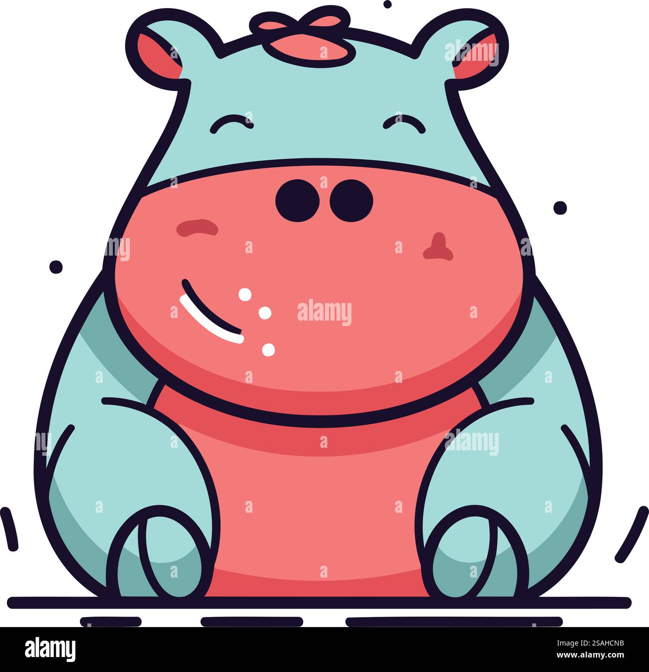 Simpatico ippopotamo. Illustrazione vettoriale in stile cartone animato piatto. Illustrazione Vettoriale