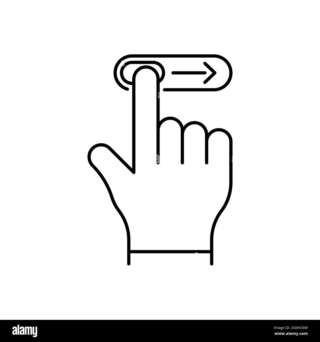 scorri verso destra come icona di sblocco con una linea sottile. design lineare lineare lineare lineare lineare con logotipo di tratto moderno, design grafico con lineart isolato su sfondo bianco. concetto di cella Illustrazione Vettoriale