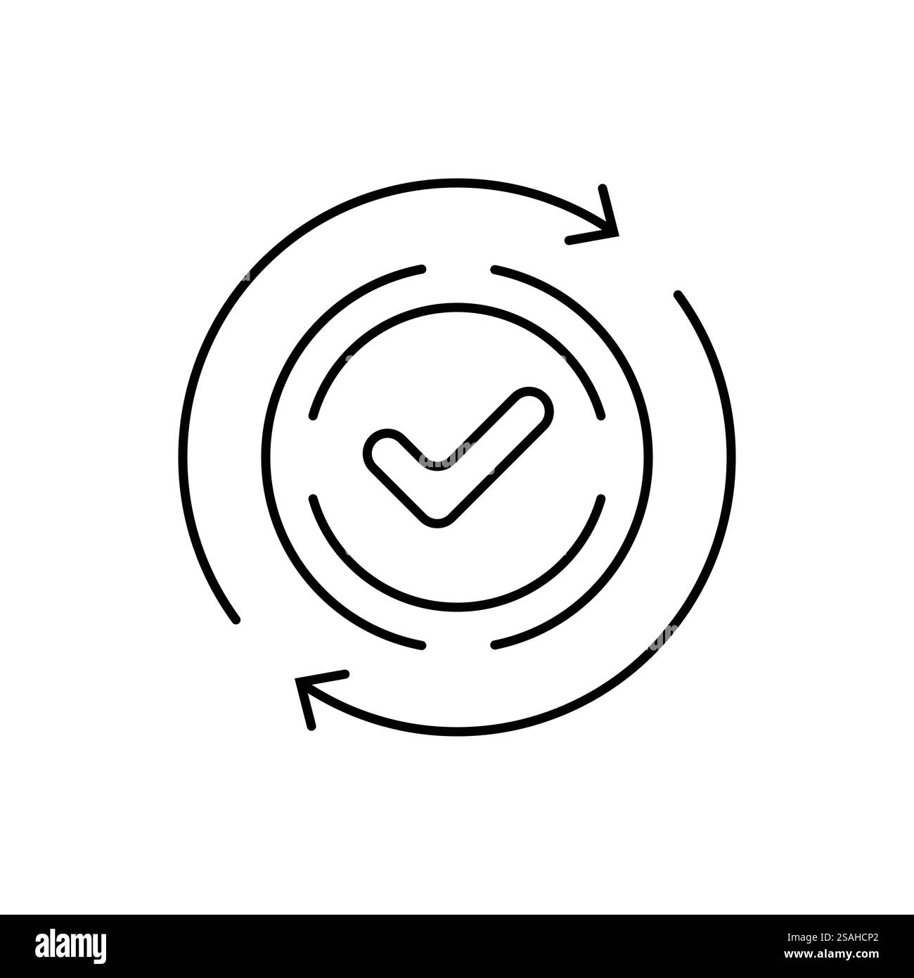 icona rotonda comoda come easy pay o update. concetto di sostituzione o sostituzione del simbolo e controllo qualità. trend lineare moderno sincronizza grafica logotipo Illustrazione Vettoriale