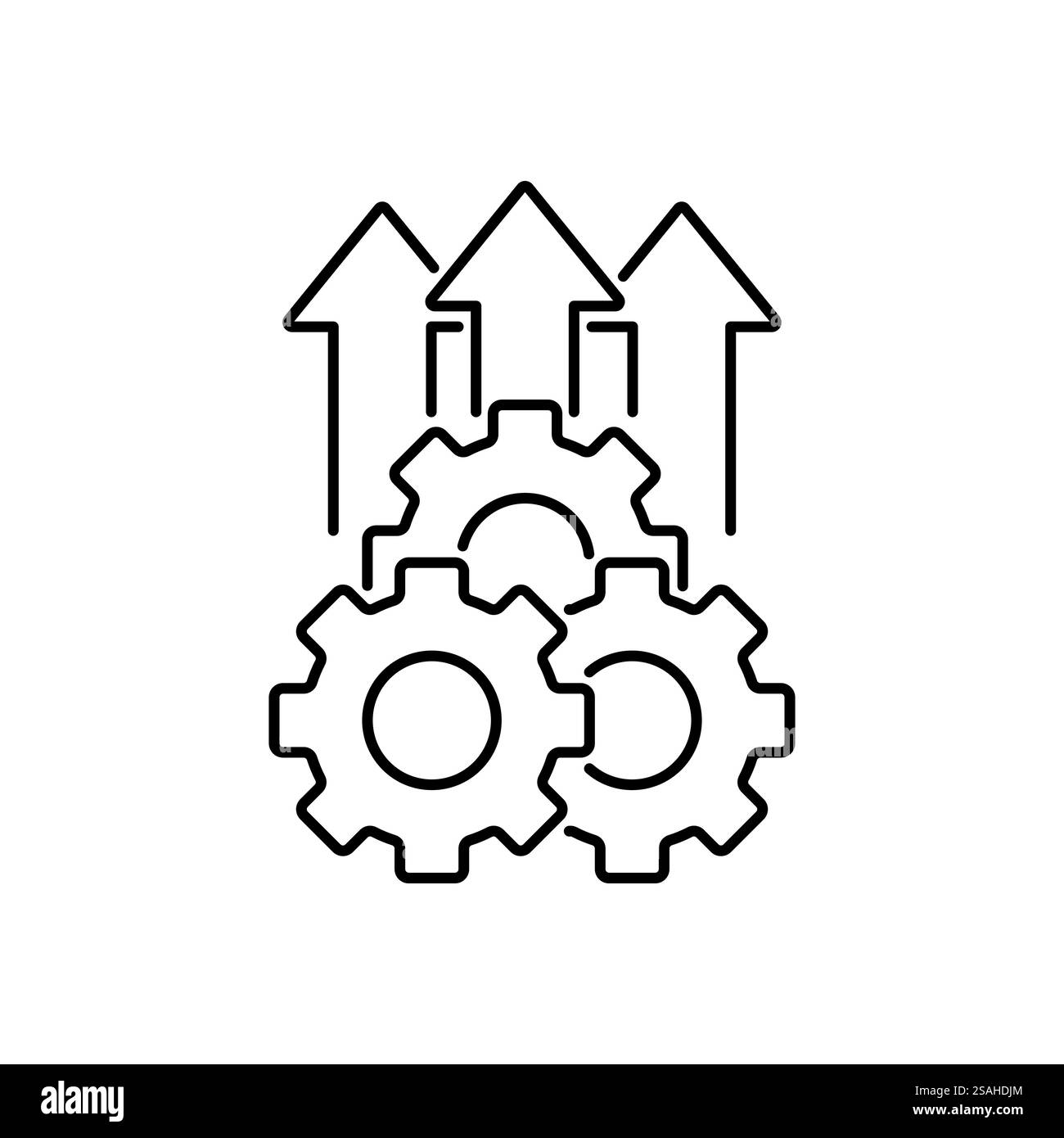 Icona della linea di eccellenza operativa. Simbolo di stile del contorno semplice. Ottimizzazione della tecnologia, dell'innovazione e del concetto di crescita della produzione. Illustrazione vettoriale isolare Illustrazione Vettoriale