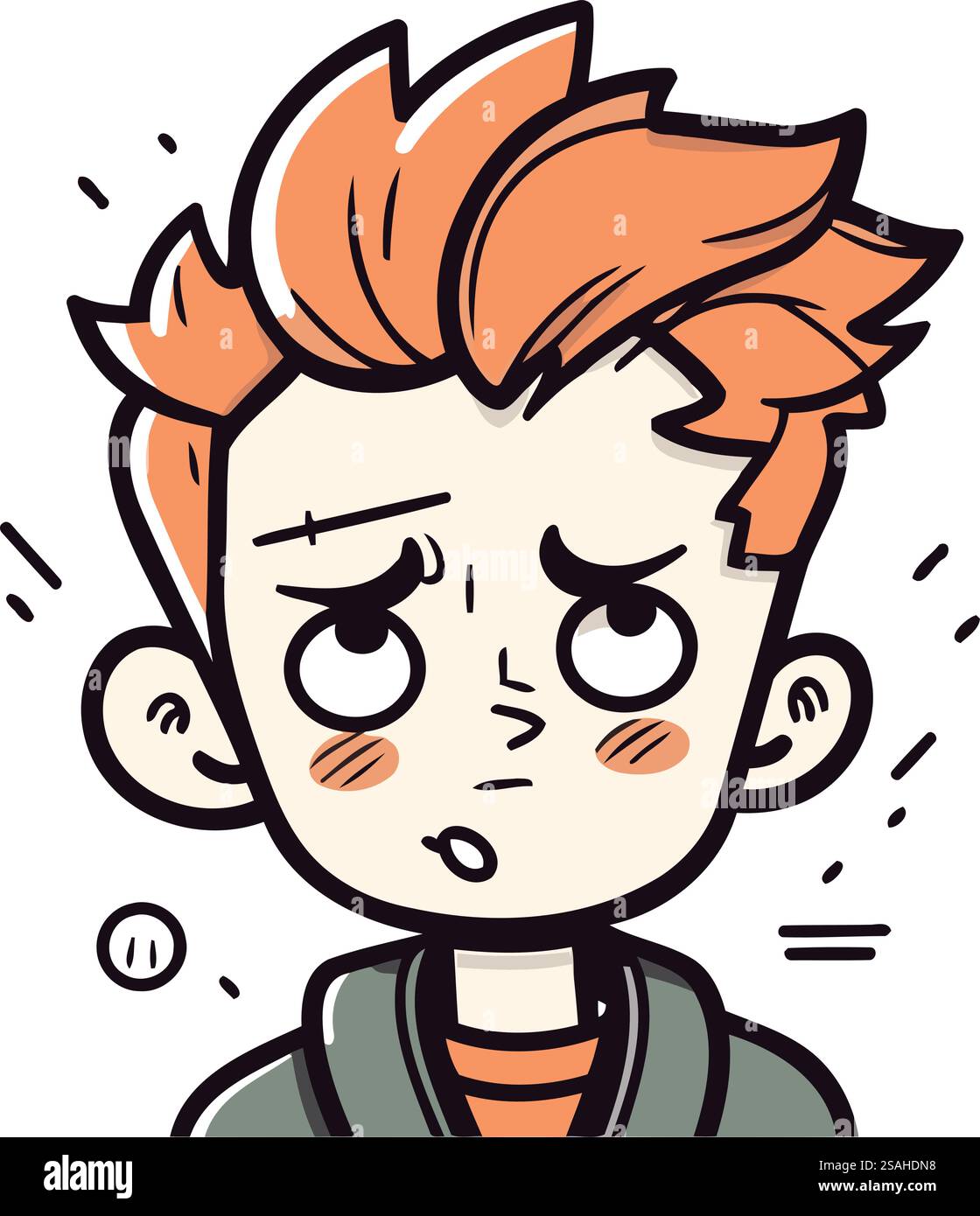 Illustrazione vettoriale di un ragazzo con una triste espressione sul volto. Illustrazione Vettoriale