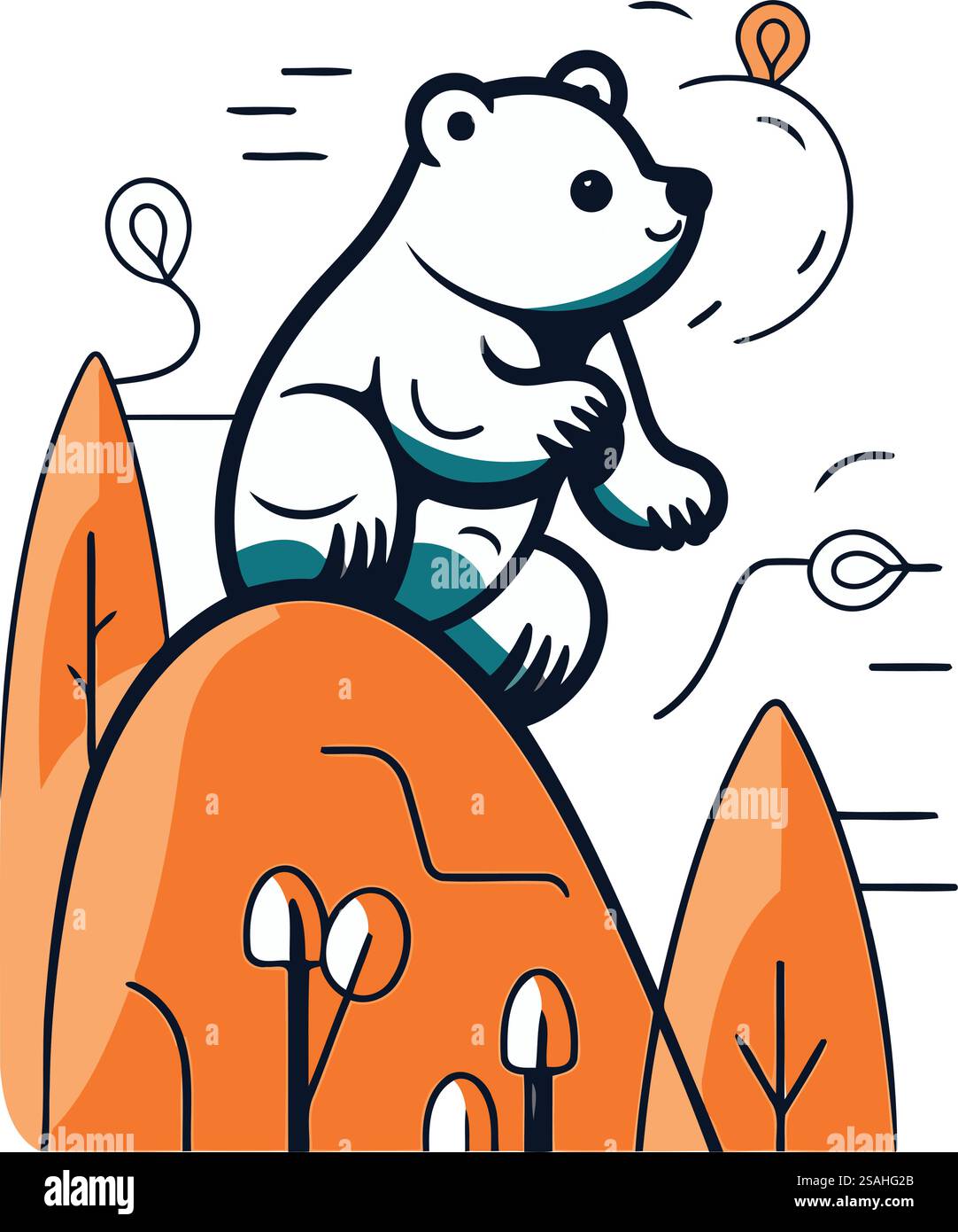 L'orso polare si trova sul bordo della scogliera. Illustrazione vettoriale Illustrazione Vettoriale