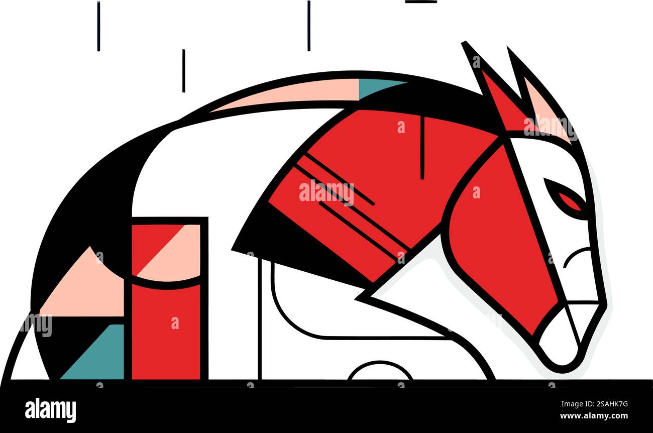 Icona della casa dei cavalli. Design a colori piatti. Illustrazione vettoriale. Illustrazione Vettoriale