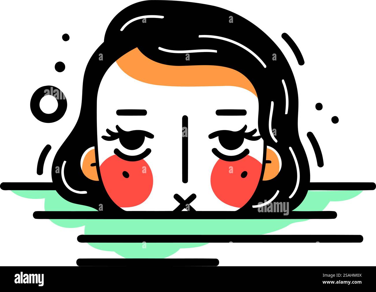 Piangere la faccia da donna. Illustrazione vettoriale in stile line art. Isolato su sfondo bianco. Illustrazione Vettoriale