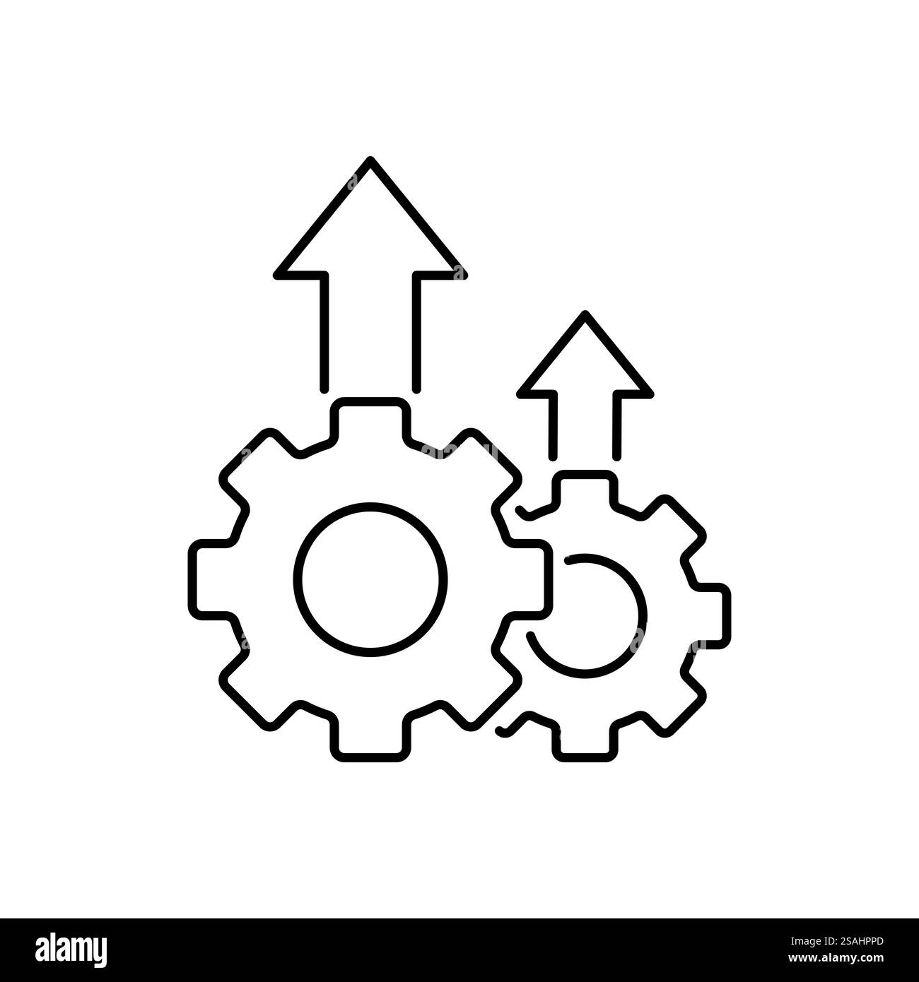Icona della linea di eccellenza operativa. Simbolo di stile del contorno semplice. Ottimizzazione della tecnologia, dell'innovazione e del concetto di crescita della produzione. Illustrazione vettoriale isolare Illustrazione Vettoriale