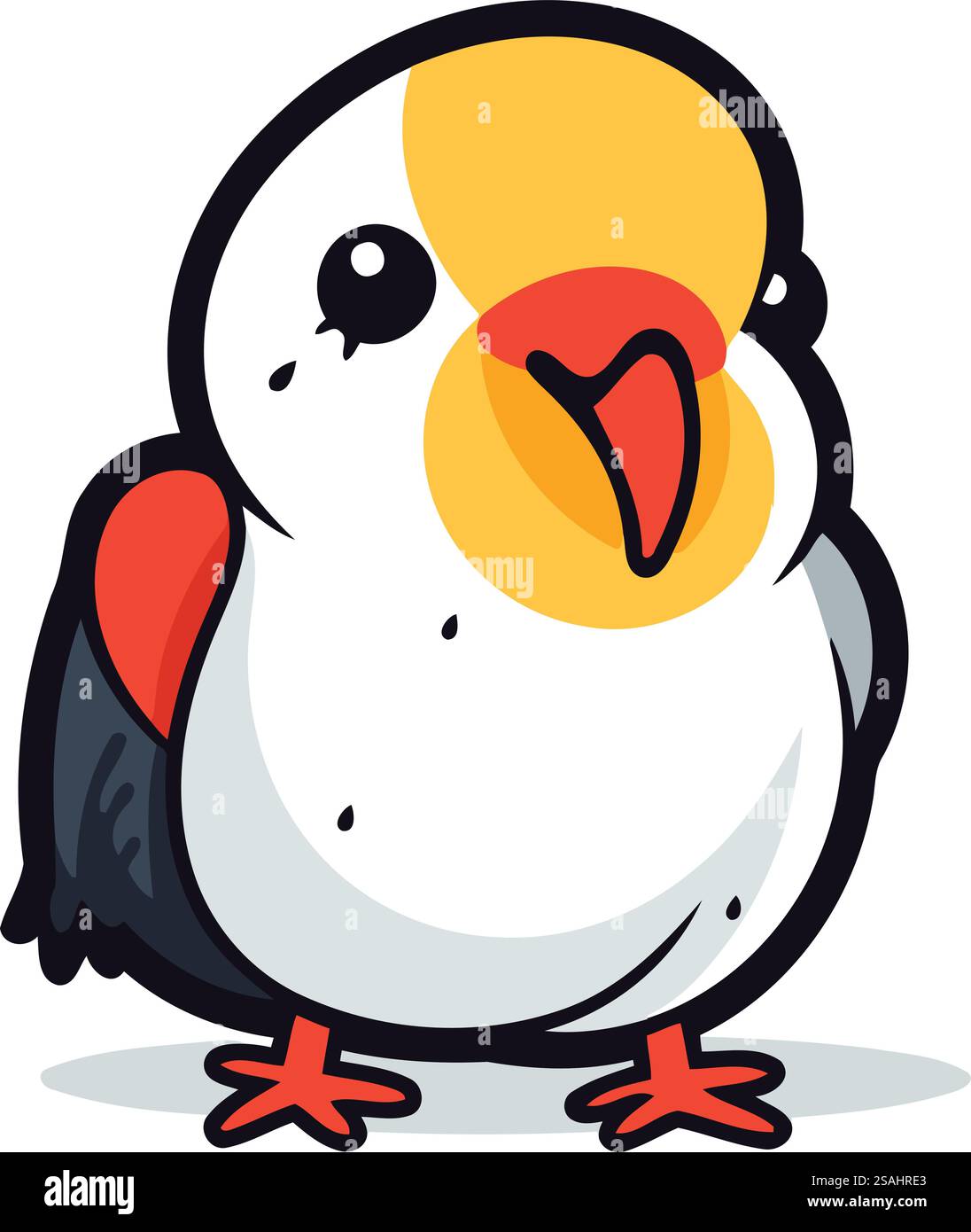 Grazioso pinguino dei cartoni animati isolato su sfondo bianco. Illustrazione vettoriale. Illustrazione Vettoriale