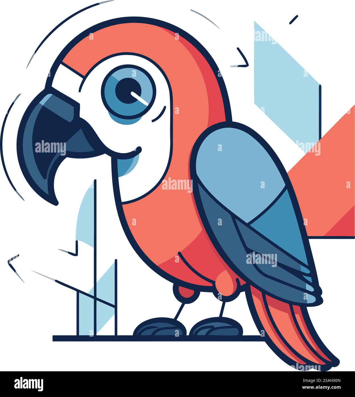 Illustrazione del vettore del pappagallo. Linea piatta art design di pappagallo. Illustrazione Vettoriale