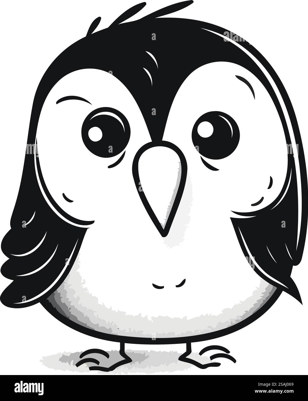 Carino pinguino dei cartoni animati. Illustrazione vettoriale disegnata a mano isolata su sfondo bianco. Illustrazione Vettoriale