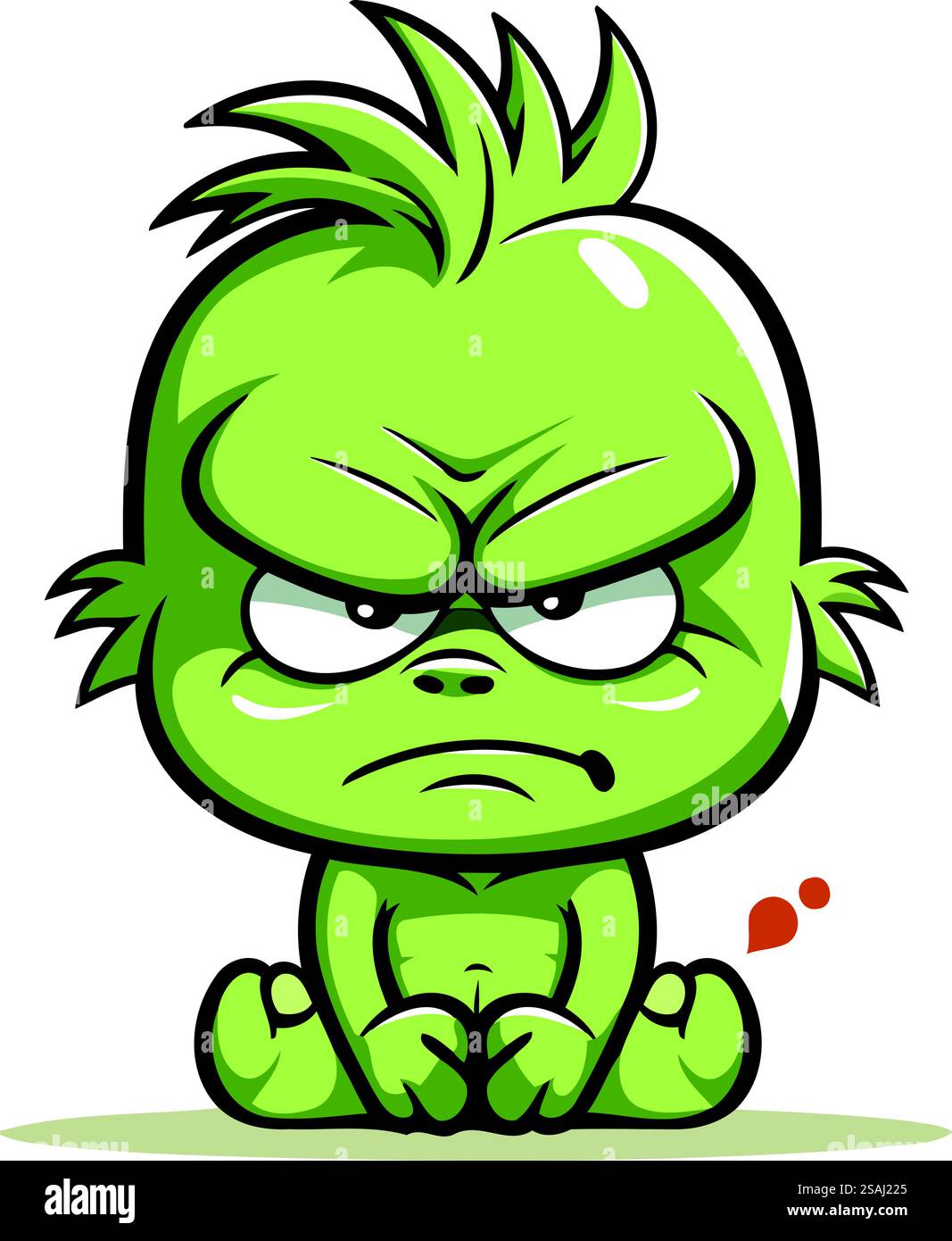 Personaggio della mascotte di Angry Green Monster Cartoon. Illustrazione vettoriale Illustrazione Vettoriale