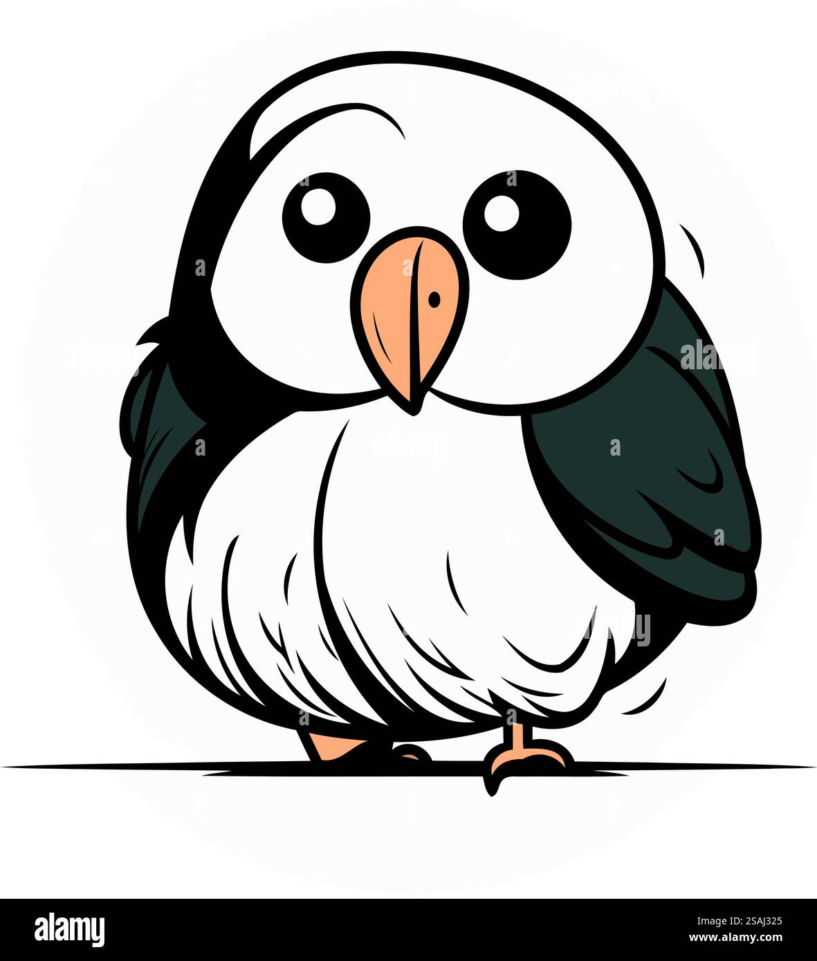Immagine vettoriale di un carino pinguino kawaii bianco e nero dei cartoni animati Illustrazione Vettoriale