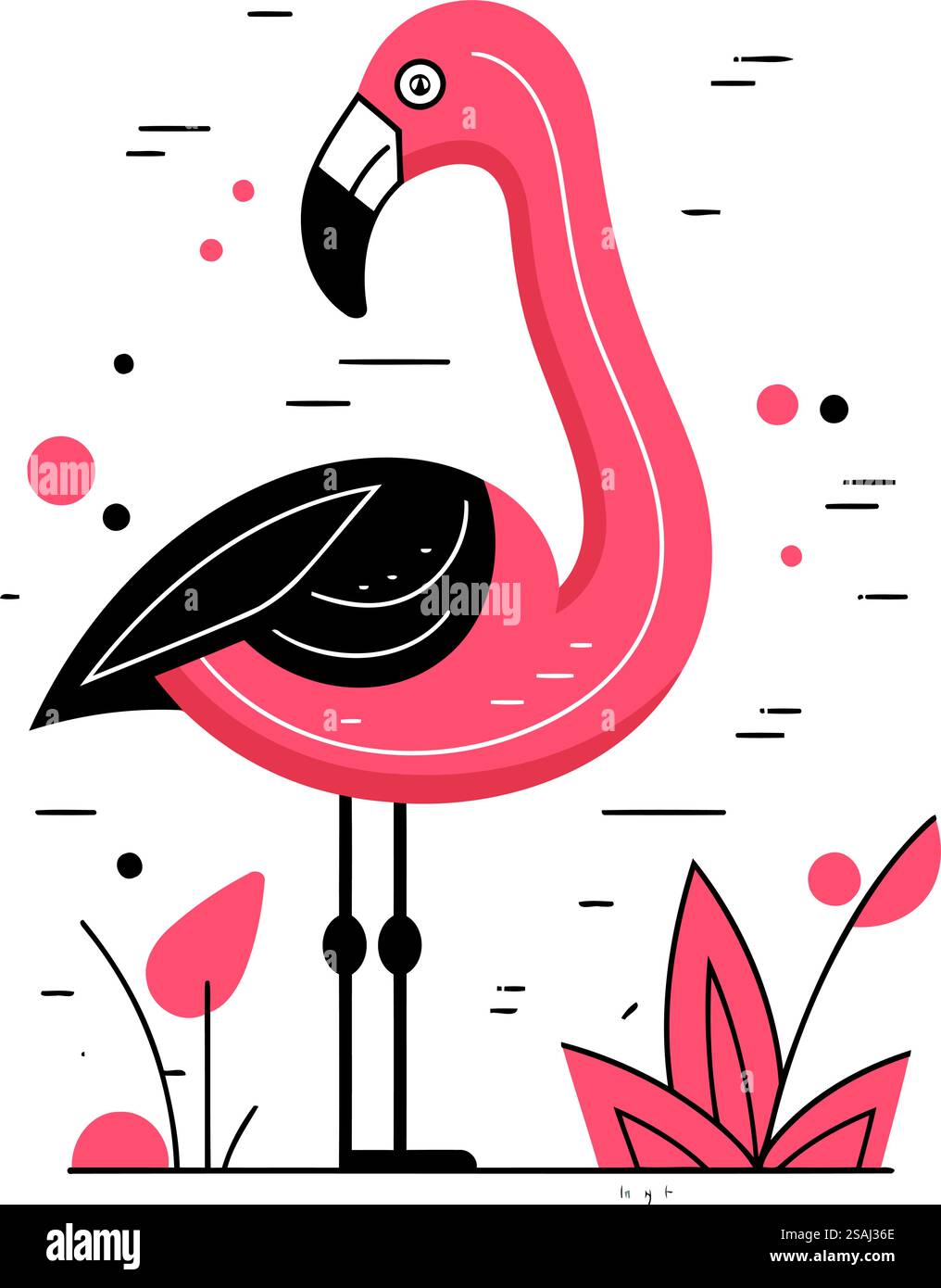Illustrazione del vettore Flamingo. Stile piatto Flamingo. Uccello esotico. Illustrazione Vettoriale